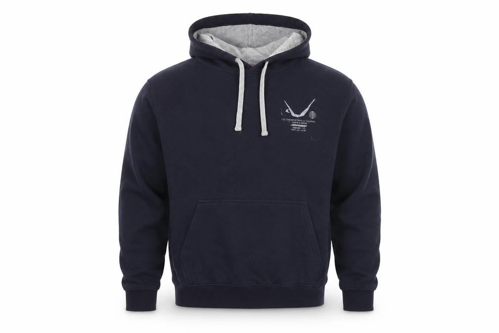 Front view of Roly Men’s Blue Pullover Hoodie M Regular Fit Graphic Print