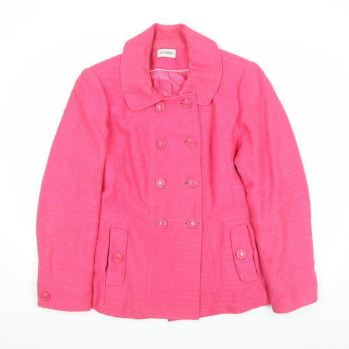 George Women’s Pink Wool Blend Pea Coat Size 12 Double-Breasted