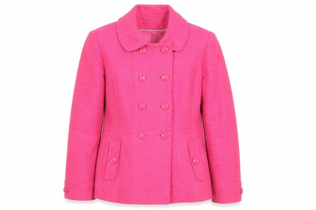 Front view of George Women’s Pink Wool Blend Pea Coat, size UK 12, Double-Breasted