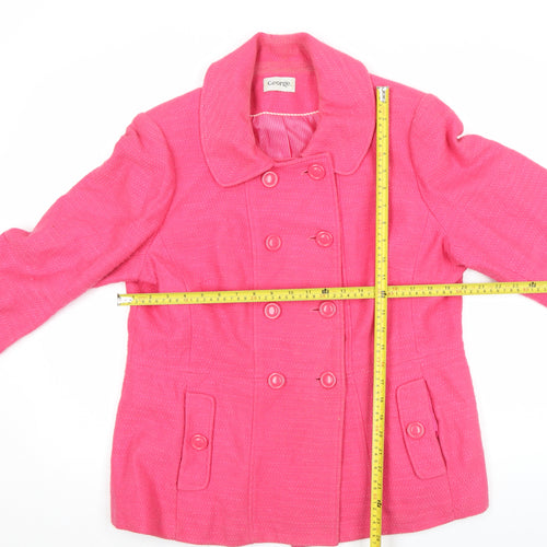 George Women’s Pink Wool Blend Pea Coat Size 12 Double-Breasted