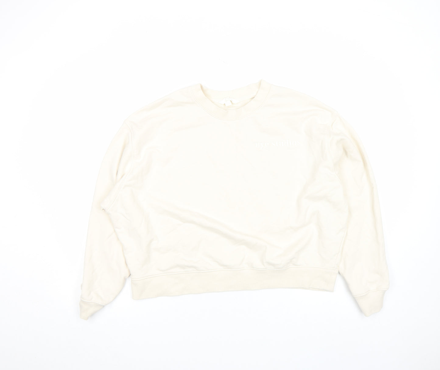 Acne Studios Women Beige Cotton Crew Neck Pullover Sweatshirt M