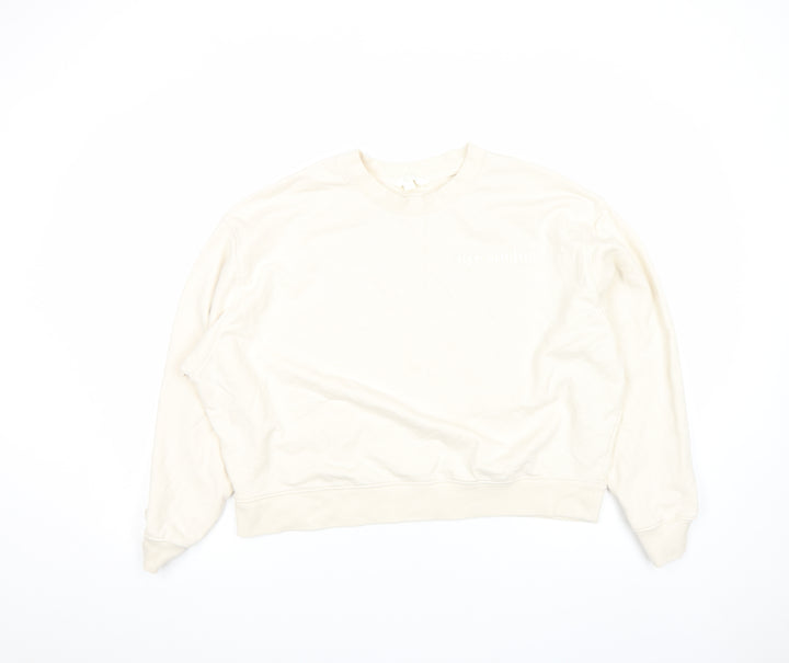 Acne Studios Women Beige Cotton Crew Neck Pullover Sweatshirt M