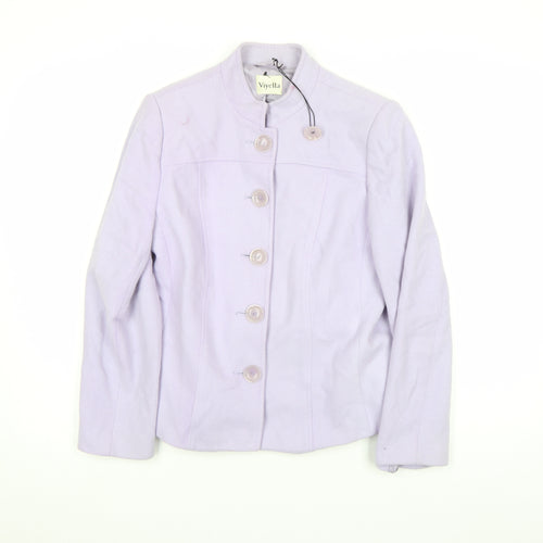 Viyella Women Purple Wool Cashmere Blend Button Jacket Size 10