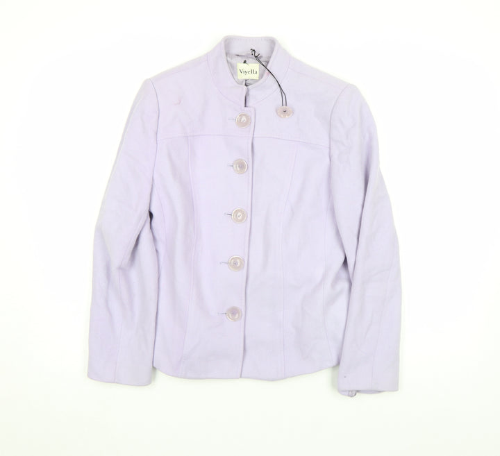 Viyella Women Purple Wool Cashmere Blend Button Jacket Size 10