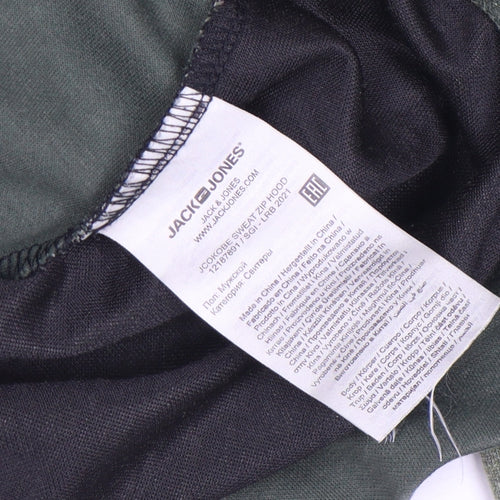 Jack & Jones Mens Green L Track Jacket Hooded Full Zip Activewear