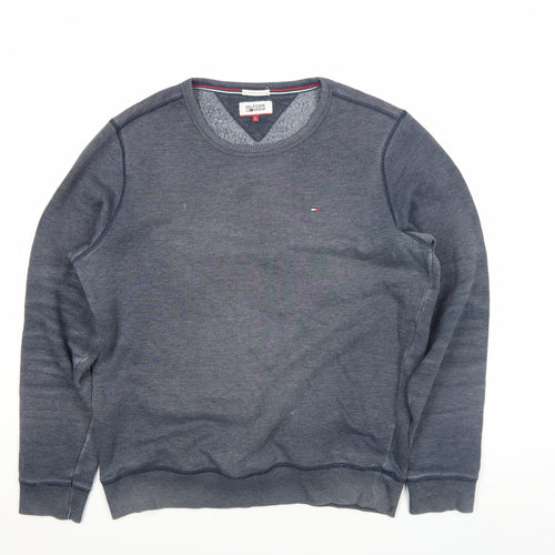Hilfiger Denim Men's Blue L Crew Neck Sweatshirt Classic Pullover
