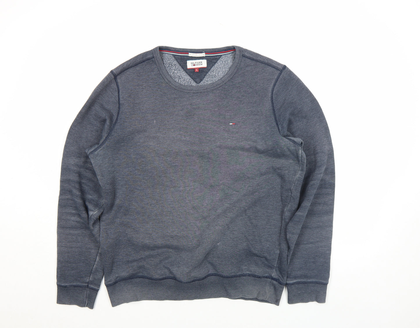 Hilfiger Denim Men's Blue L Crew Neck Sweatshirt Classic Pullover