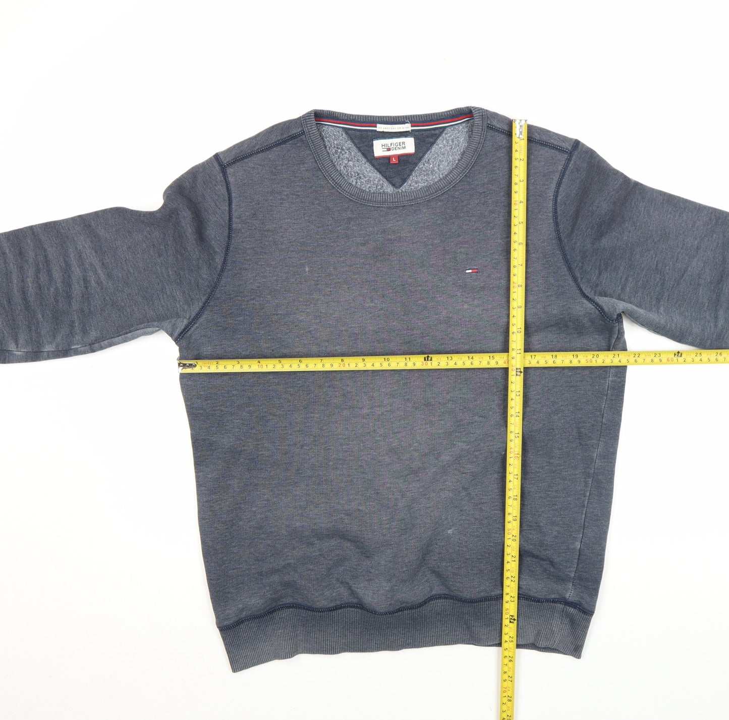 Hilfiger Denim Men's Blue L Crew Neck Sweatshirt Classic Pullover