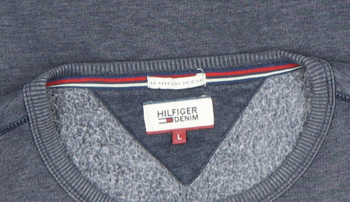 Hilfiger Denim Men's Blue L Crew Neck Sweatshirt Classic Pullover