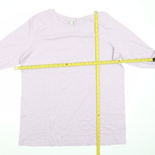 bonprix Women's Purple Long Sleeve Cotton T-Shirt Size 22