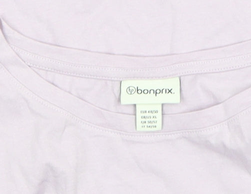 bonprix Women's Purple Long Sleeve Cotton T-Shirt Size 22