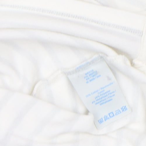 Boden Women’s White Glitter Stripe Long Sleeve Cotton Top Size 12