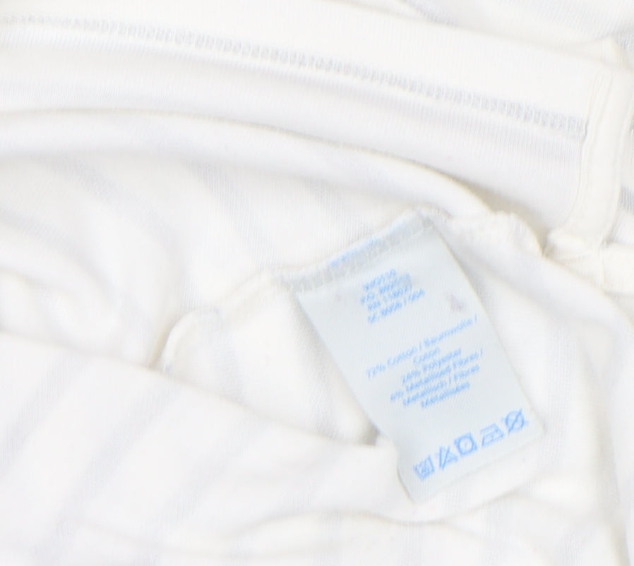 Boden Women’s White Glitter Stripe Long Sleeve Cotton Top Size 12