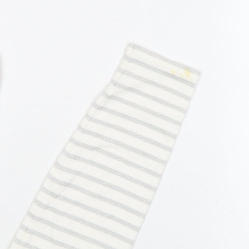 Boden Women’s White Glitter Stripe Long Sleeve Cotton Top Size 12