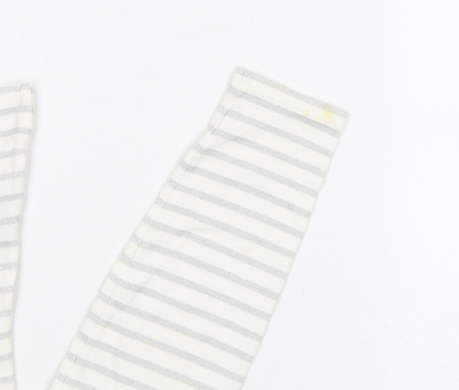 Boden Women’s White Glitter Stripe Long Sleeve Cotton Top Size 12