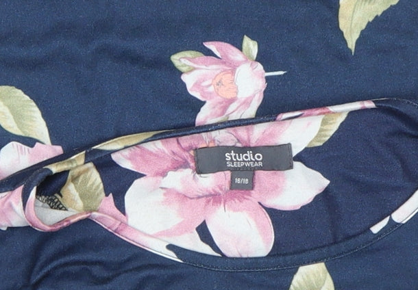 Studio Women’s Blue Floral Long Sleeve Crew Neck T-Shirt Size 16