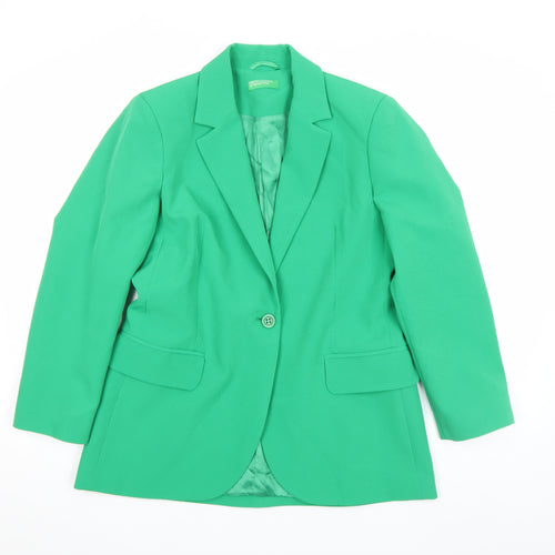 United Colors of Benetton Women's Green Viscose Single-Breasted Blazer UK 12