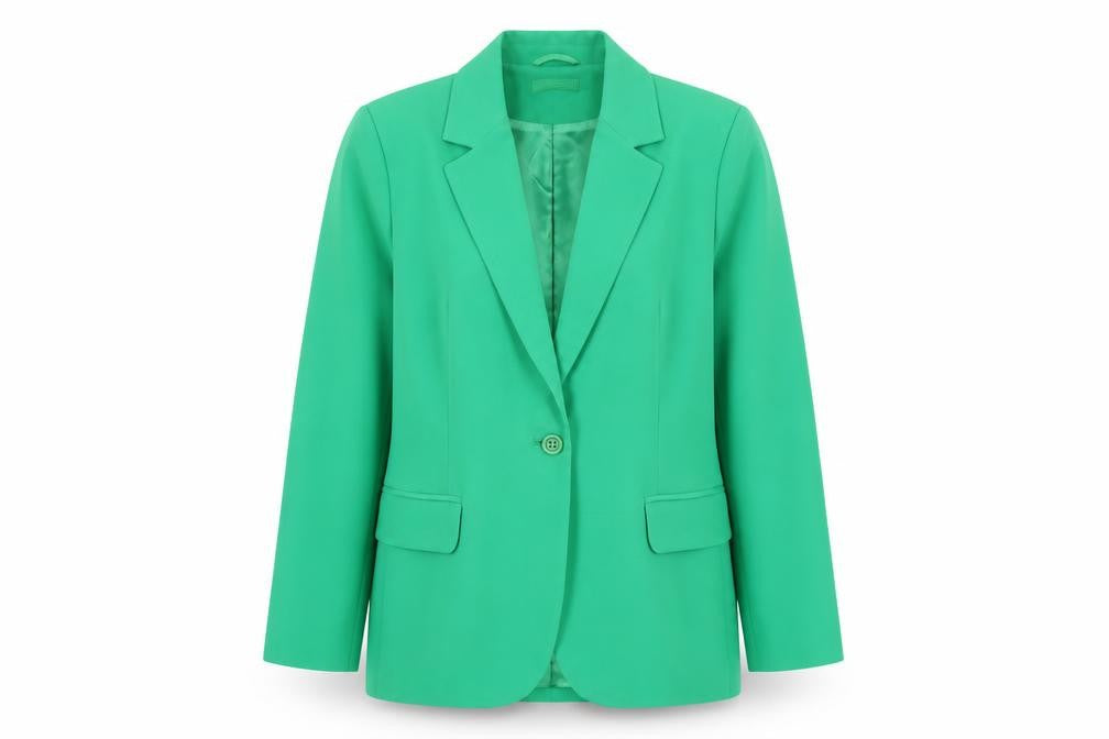 United Colors of Benetton Women's Green Viscose Single-Breasted Blazer UK 12
