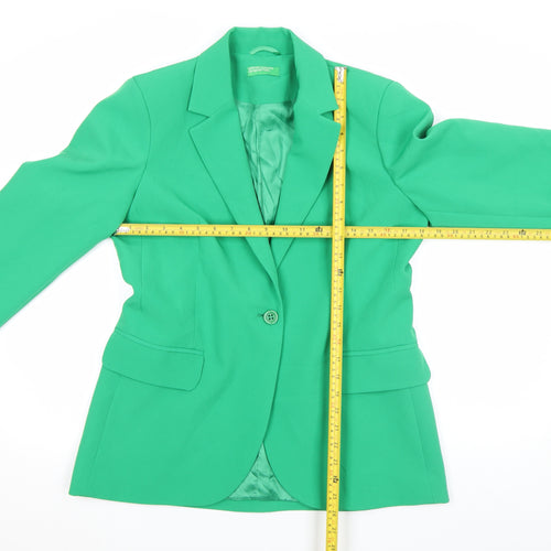 United Colors of Benetton Women's Green Viscose Single-Breasted Blazer UK 12