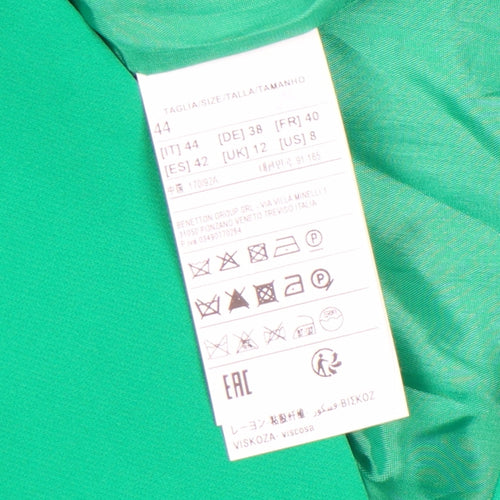 United Colors of Benetton Women's Green Viscose Single-Breasted Blazer UK 12