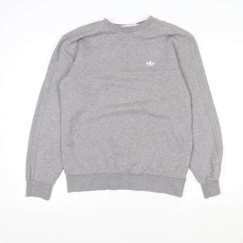 adidas Mens Grey Crew Neck Pullover Sweatshirt Size M Regular Fit
