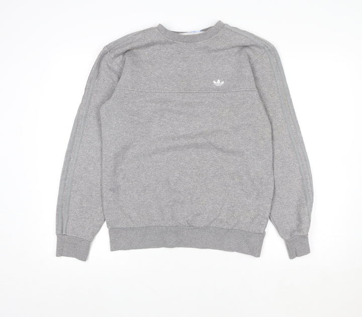 adidas Mens Grey Crew Neck Pullover Sweatshirt Size M Regular Fit
