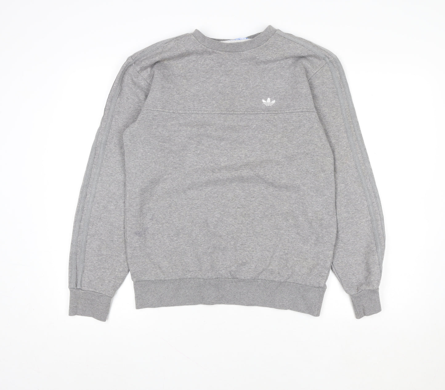 adidas Mens Grey Crew Neck Pullover Sweatshirt Size M Regular Fit