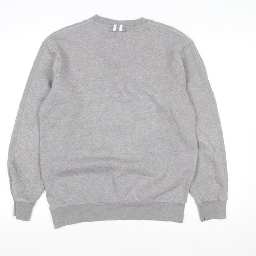 adidas Mens Grey Crew Neck Pullover Sweatshirt Size M Regular Fit