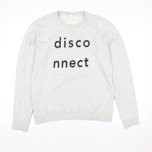 Wood Wood Women's Grey Cotton 'Disconnect' Pullover Sweatshirt Medium