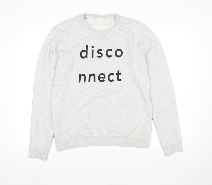 Wood Wood Women's Grey Cotton 'Disconnect' Pullover Sweatshirt Medium