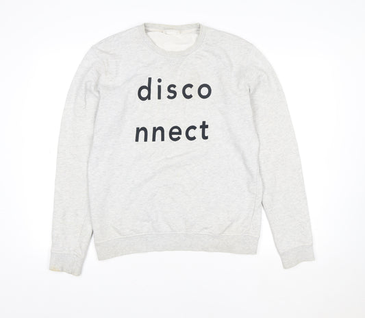 Wood Wood Women's Grey Cotton 'Disconnect' Pullover Sweatshirt Medium