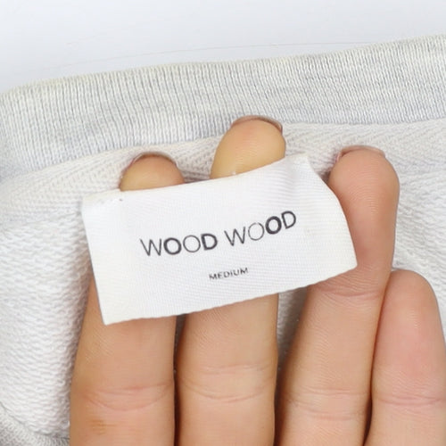 Wood Wood Women's Grey Cotton 'Disconnect' Pullover Sweatshirt Medium