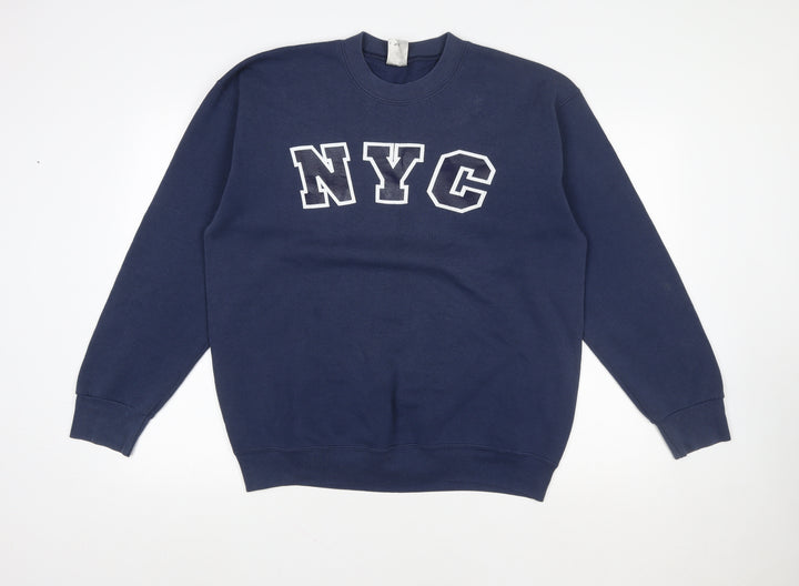 Fruit of the Loom Women Navy Blue NYC Graphic Pullover Sweatshirt L