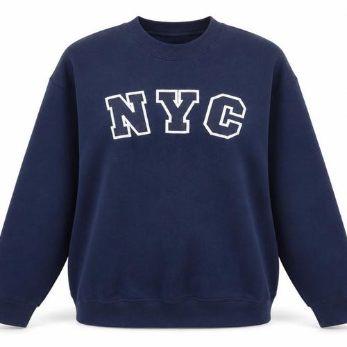 Fruit of the Loom Women Navy Blue NYC Graphic Pullover Sweatshirt L