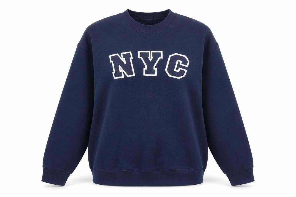 Fruit of the Loom Women Navy Blue NYC Graphic Pullover Sweatshirt L