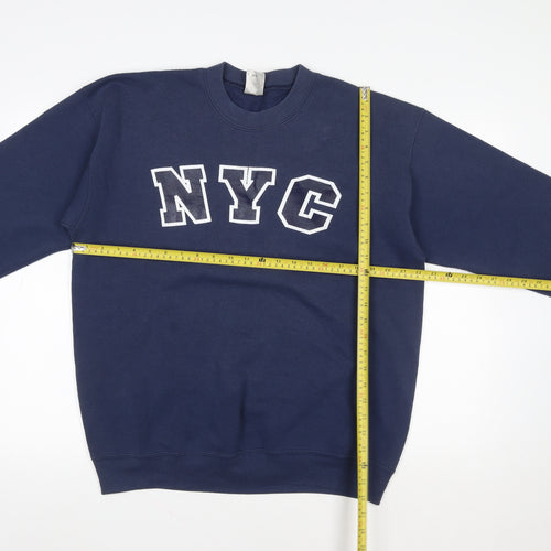 Fruit of the Loom Women Navy Blue NYC Graphic Pullover Sweatshirt L