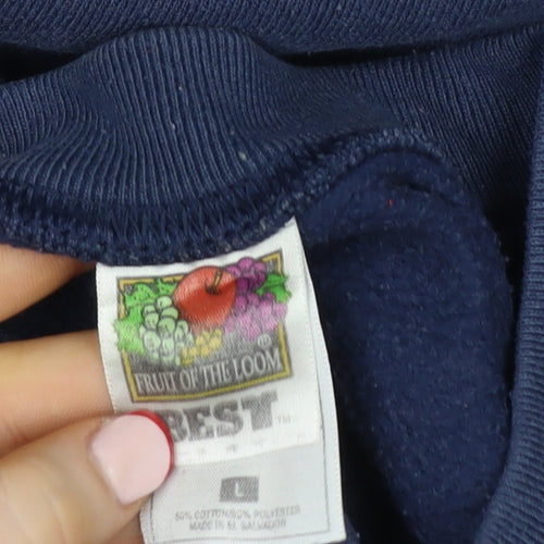 Fruit of the Loom Women Navy Blue NYC Graphic Pullover Sweatshirt L