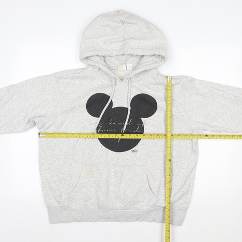 Disney Women Grey Mickey Mouse Pullover Hoodie Size 14 Cotton Blend