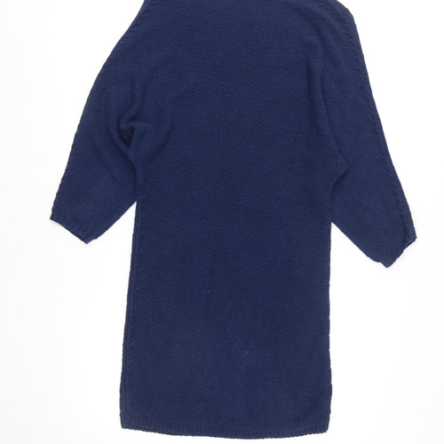 Zara Women Blue Knit Jumper Dress Size 8 Crew Neck 3/4 Sleeve