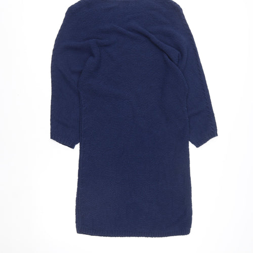 Zara Women Blue Knit Jumper Dress Size 8 Crew Neck 3/4 Sleeve