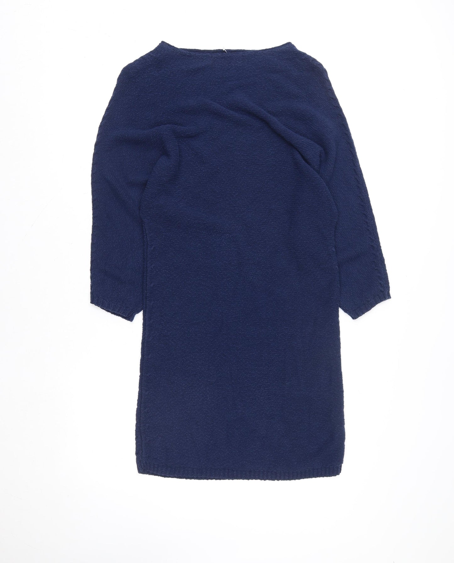 Zara Women Blue Knit Jumper Dress Size 8 Crew Neck 3/4 Sleeve