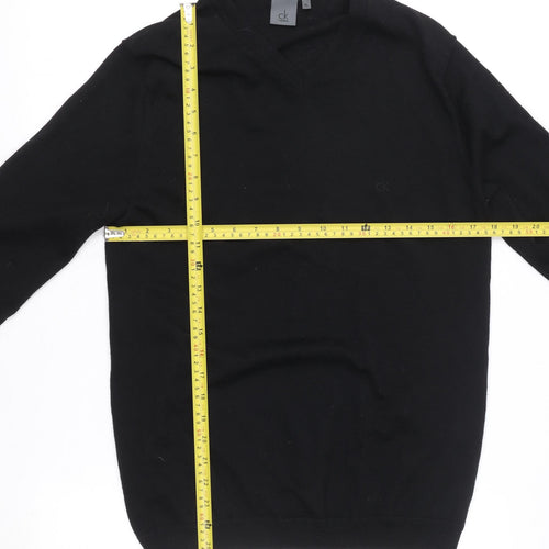 Calvin Klein Men’s Black Wool V-Neck Jumper XL Regular Fit