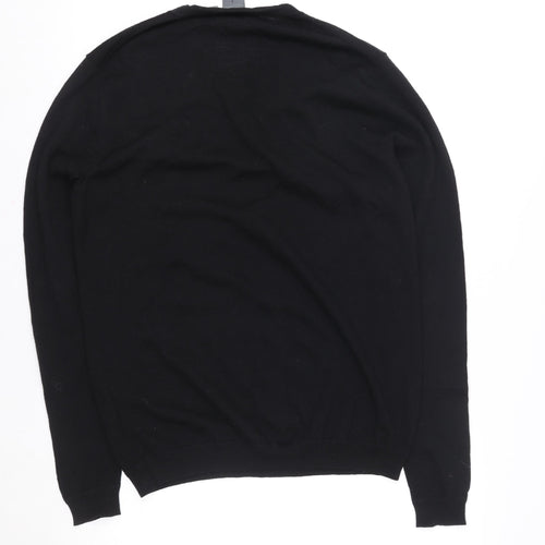 Calvin Klein Men’s Black Wool V-Neck Jumper XL Regular Fit