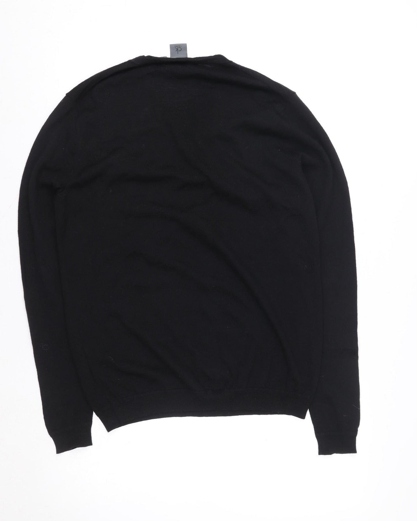 Calvin Klein Men’s Black Wool V-Neck Jumper XL Regular Fit