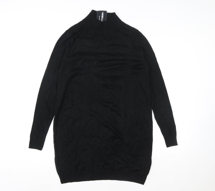 Collusion Women's Black High Neck Long Sleeve Jumper Dress Size 8