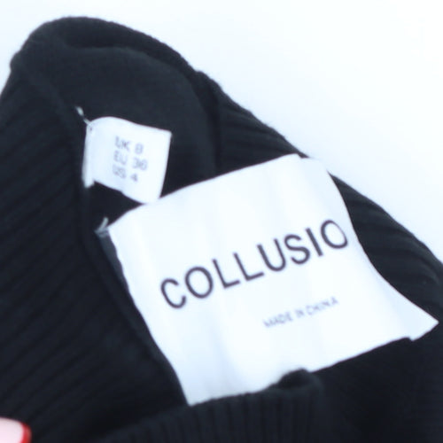 Collusion Women's Black High Neck Long Sleeve Jumper Dress Size 8