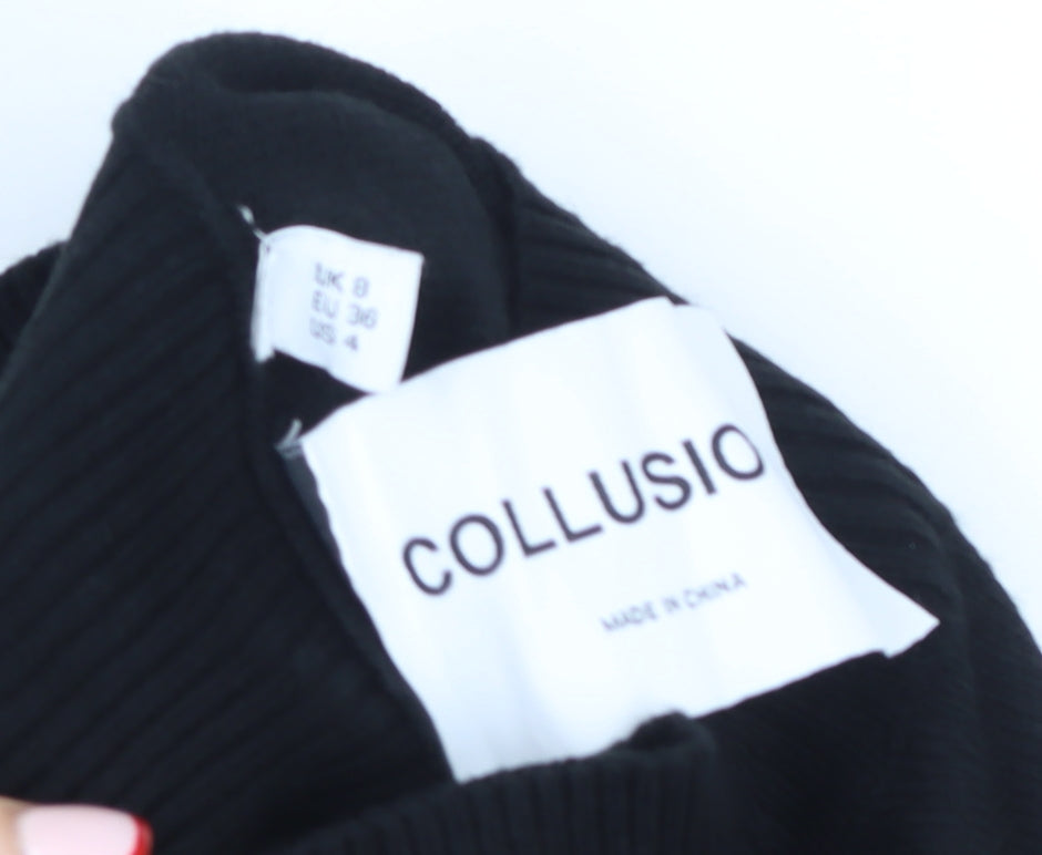 Collusion Women's Black High Neck Long Sleeve Jumper Dress Size 8