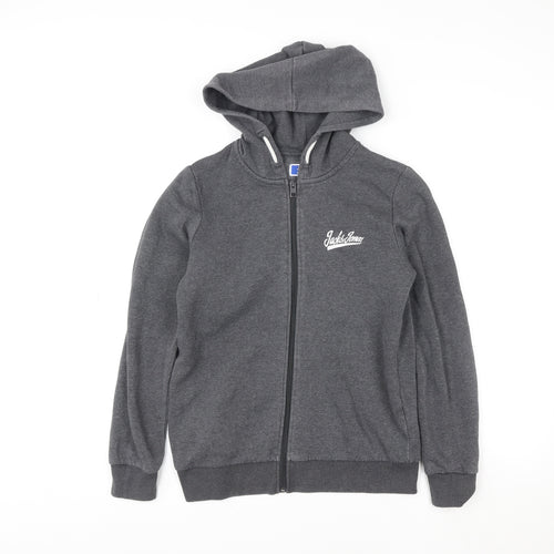 Jack & Jones Men’s Grey Hooded Full Zip Fleece Jacket Size M