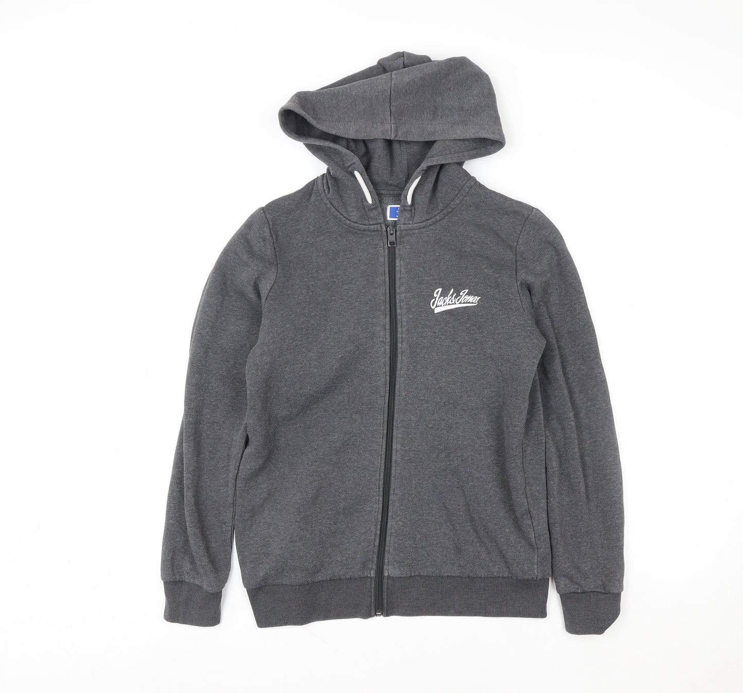 Jack & Jones Men’s Grey Hooded Full Zip Fleece Jacket Size M