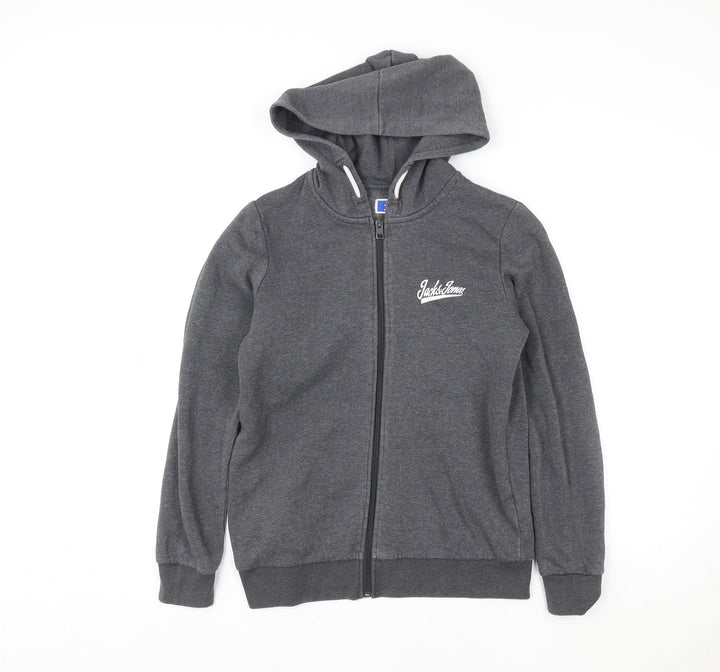 Jack & Jones Men’s Grey Hooded Full Zip Fleece Jacket Size M